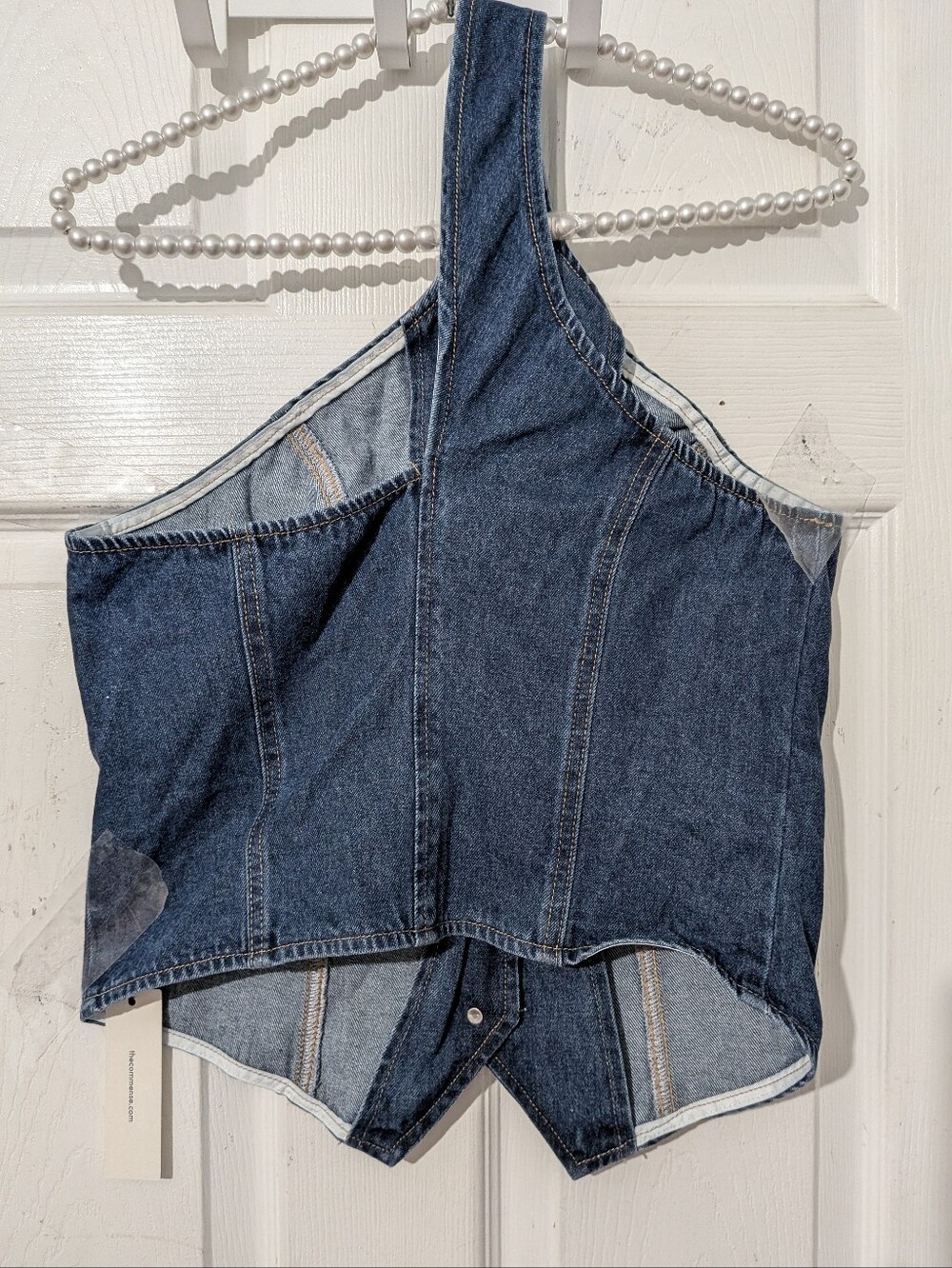 Commense One Shoulder Buttoned Denim Vest - Picture 11 of 13